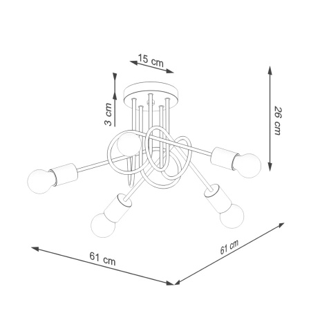 Żyrandol EMBER 5 czarny