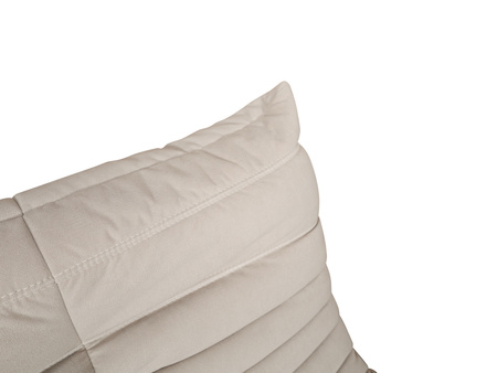 Sofa dwuosobowa, jasnobeżowa – nowoczesna, aksamitna, z przeszyciami