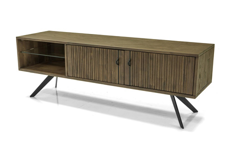 Komoda RTV drewniana 160 cm z lamelami modern vintage