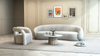 Sofa w stylu Art Deco w kolorze porcelanowego beżu- Nua