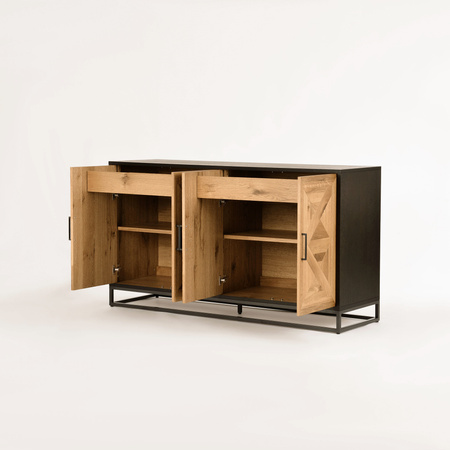 Komoda loftowa z litego drewna dębowego – 160 cm