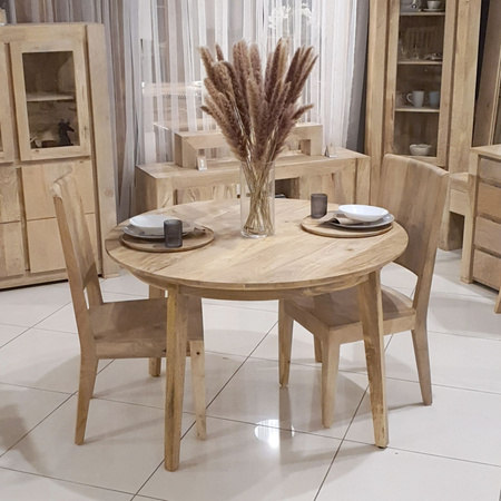 Stół drewniany okrągły z mango 120 cm – natural