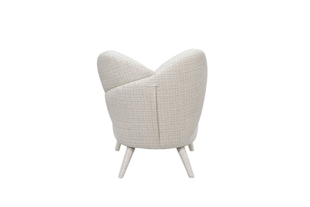 Fotel wypoczynkowy vintage z beżowej tkaniny boucle – retro design i elegancja