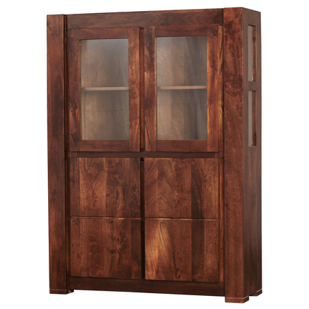 Kredens – witryna drewniana z mango 109x35x150 cm,-ciepły brąz