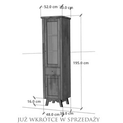 Wąska witryna z naturalnego drewna akacji – jasny orzech / AMBER
