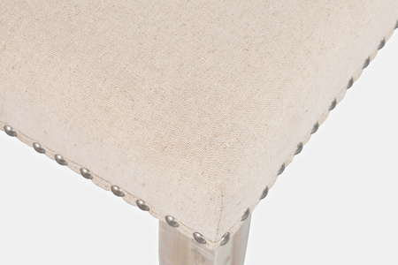 Ławka rustykalna  tapicerowana–jasne drewno-beżowa tapicerka