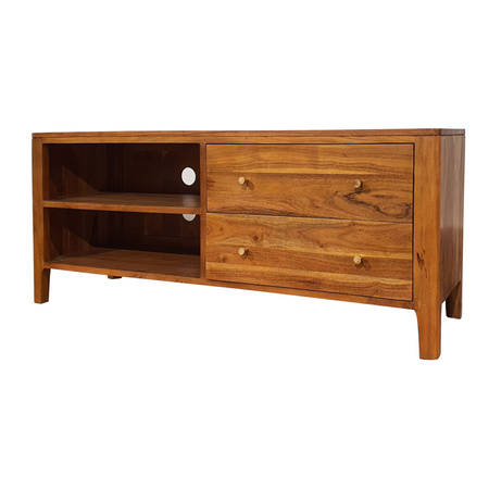 Szafka RTV z drewna akacjowego 130 cm- jasny orzech