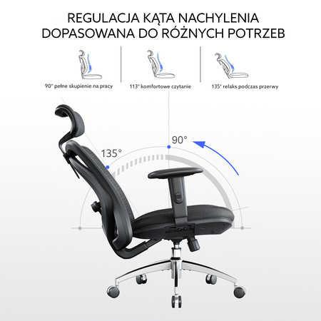 Krzesło biurowe ANGEL ergonomiczne z podnóżkiem i obrotową podstawą
