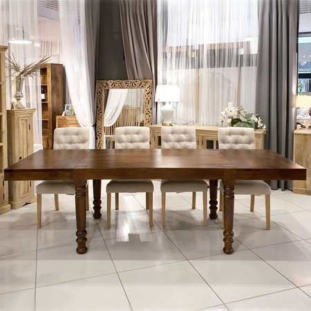 Rrozkładany stół z drewna mango 140x90 cm-brąz