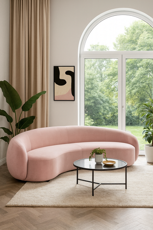 Sofa w stylu Art Deco w kolorze różowym- Nua