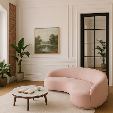 Sofa w stylu Art Deco w kolorze różowym- Nua