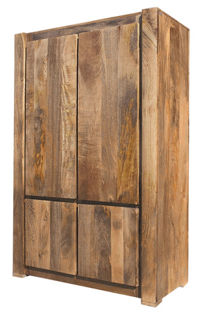 Dwudrzwiowa szafa z litego drewna mango, kolor toffi, 120x55x195 cm