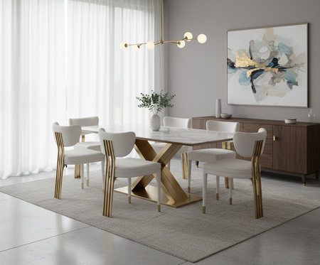 Krzesło glamour białe ze złotymi nogami