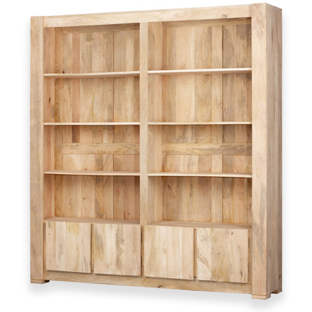 Regał kolonialny 180 cm Vera Light – duża biblioteczka z litego drewna mango