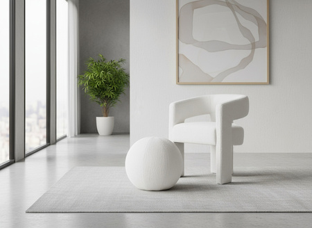 Dekoracyjna poduszka z białego weluru – KULA, designerska forma