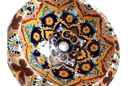 Meksykańska umywalka ceramiczna rećznie malowana - obła
