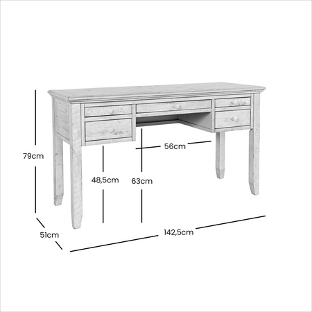 Prowansalskie biurko z szufladami 142 cm, przecierane shabby chic Avola