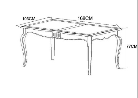 Stół drewniany na giętych nogach 168 cm- styl prowansalski- Venezia Bianco