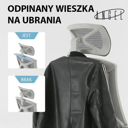 Fotel obrotowy ANGEL Spino - Ergonomiczne krzesło biurowe szare