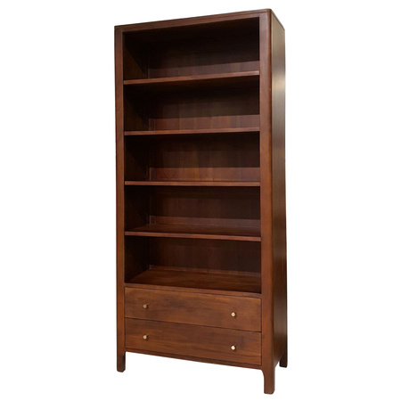 Regał drewniany BELLA z akacji indyjskiej, 90 cm – kolor Walnut