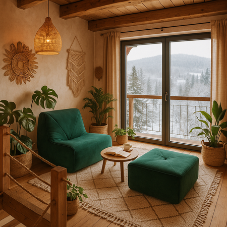 Luksusowy fotel wypoczynkowy z  podnóżkiem- butelkowa zieleń- Nua