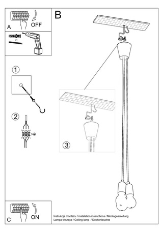 Lampa wisząca DIEGO 3 czarna