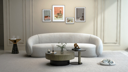 Sofa w stylu Art Deco w kolorze porcelanowego beżu- Nua