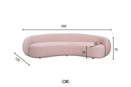 Sofa w stylu Art Deco w kolorze różowym- Nua