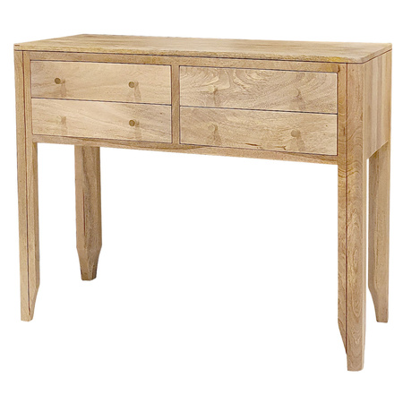 Toaletka drewniana z mango 100 cm – naturalny kolor, 4 szuflady