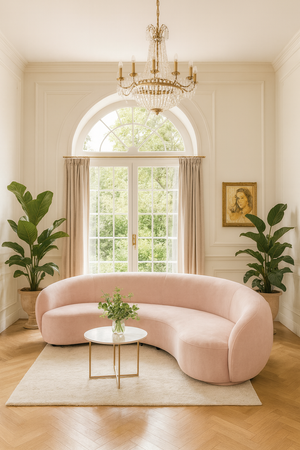 Sofa w stylu Art Deco w kolorze różowym- Nua