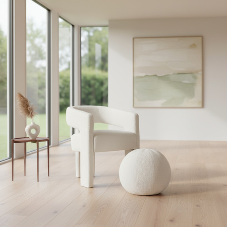 Dekoracyjna poduszka z białego weluru – KULA, designerska forma