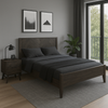 Drewniane łóżko 140 cm – styl vintage z intarsją
