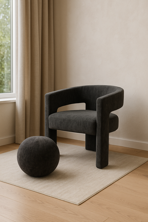 Poduszka dekoracyjna z czarnego weluru – kulista forma