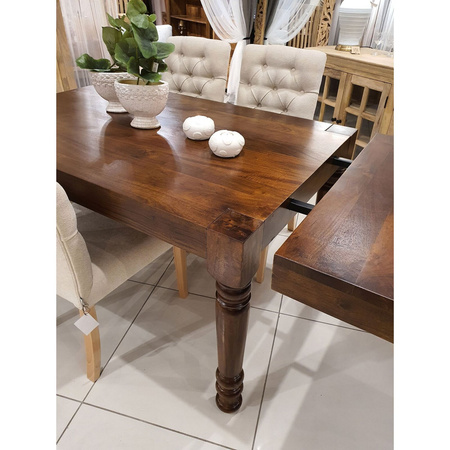 Rrozkładany stół z drewna mango 140x90 cm-brąz