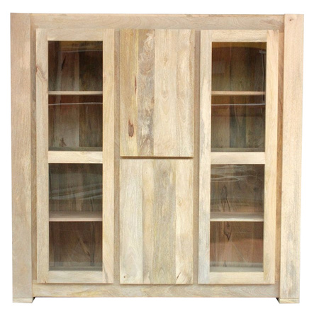 Przeszklona witryna z drewna w kolorze naturalnego mango