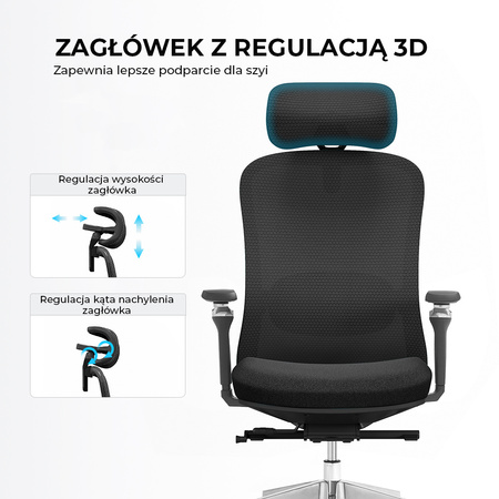 Fotel biurowy ergonomiczny ANGEL fizjO z funkcją masażu