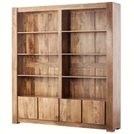 Regał drewniany na książki 180 cm Vera New – duża biblioteczka z litego mango toffi