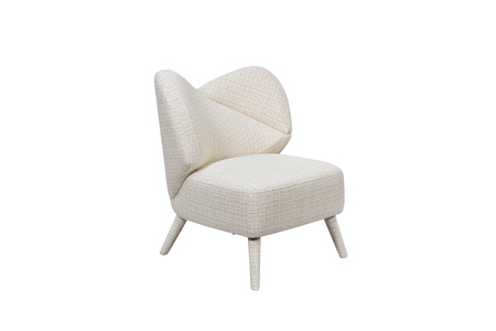 Fotel wypoczynkowy vintage z beżowej tkaniny boucle – retro design i elegancja
