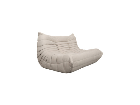 Sofa dwuosobowa, jasnobeżowa – nowoczesna, aksamitna, z przeszyciami