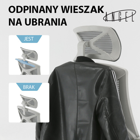 Fotel obrotowy ANGEL Spino - Ergonomiczne krzesło biurowe szare