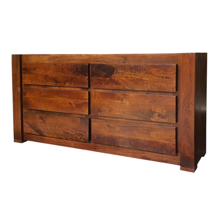 Drewniana komoda z szufladam 170 cm -mango– ciepły brąz, nowoczesna elegancja