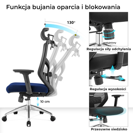 Fotel biurowy ergonomiczny Rosa granatowy ANGEL