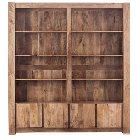 Regał drewniany na książki 180 cm Vera New – duża biblioteczka z litego mango toffi