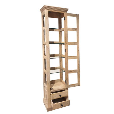 Witryna kolonialna drewniana przeszklona 53 cm – naturalne mango