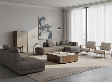 Stolik kawowy z kaszmiru i orzecha włoskiego z 2 szufladami