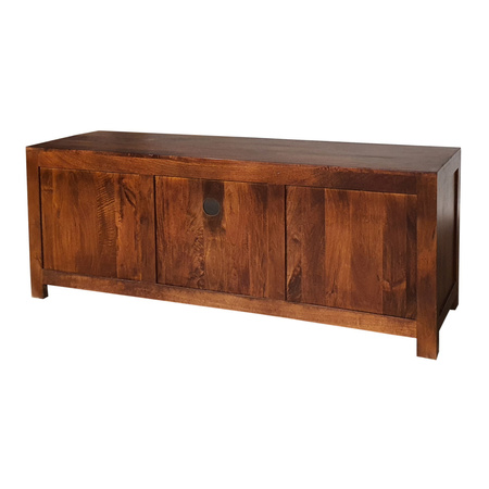 Szafka RTV drewniana 152 cm z litego drewna mango – ciepły brąz