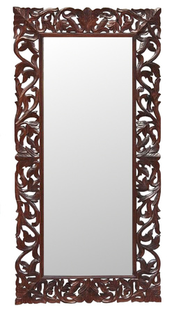 Lustro kolonialne w drewnianej ramie 180x90cm -brąz