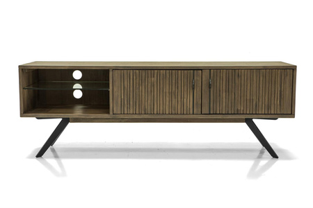 Komoda RTV drewniana 160 cm z lamelami modern vintage