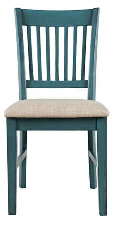 Krzesło prowansalskie ciemny turkus z kremowym siedziskiem – drewno, shabby chic