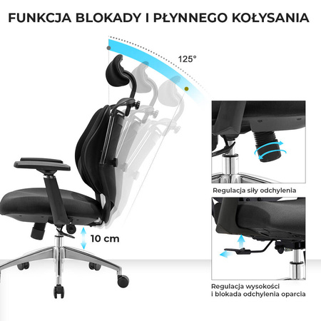 Fotel biurowy ergonomiczny Stelio Czarny